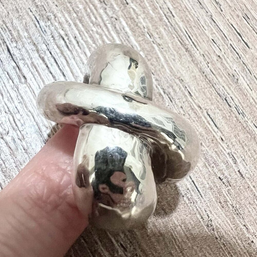 $595 Ippolita Glamazon Sterling Silver Hammered Crossover Puff Dome Ring Sz 7